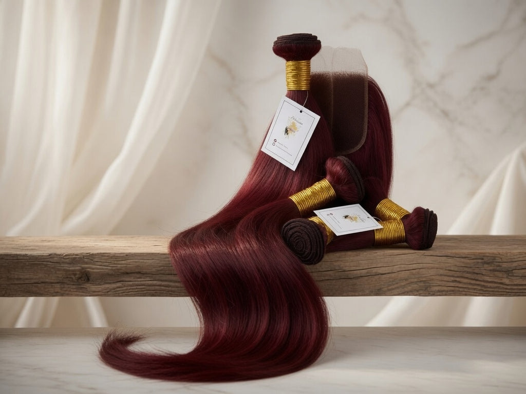 Burgundy Individual Straight Hair Extensions