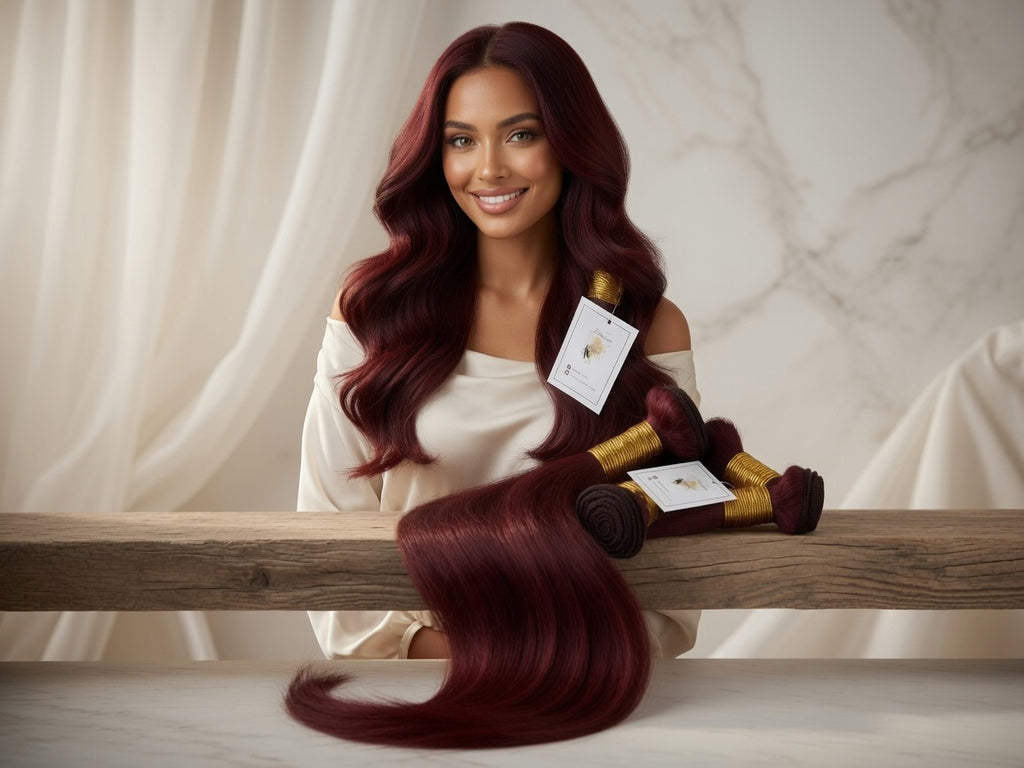Burgundy Individual Straight Hair Extensions